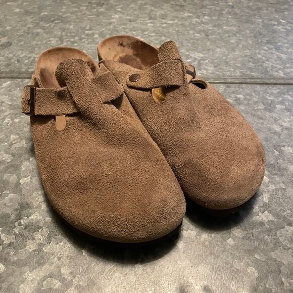 Birkenstock Boston Suede 43 Mens 10 - 10.5 Tan Brown Taupe Leather Neutral - Picture 1 of 11